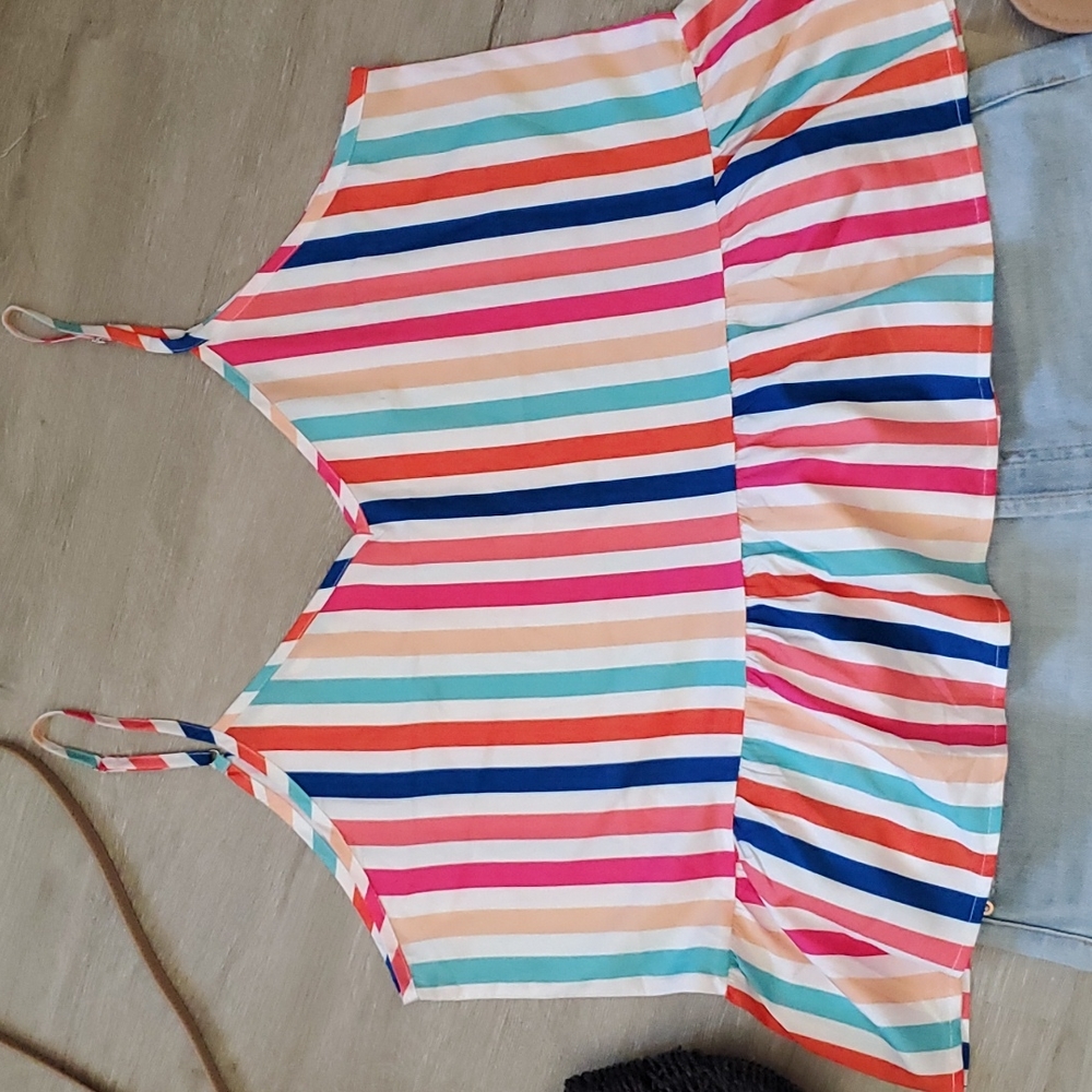 SHEIN Curve Striped Peplum Sleeveless Top Size 1XL NWOT